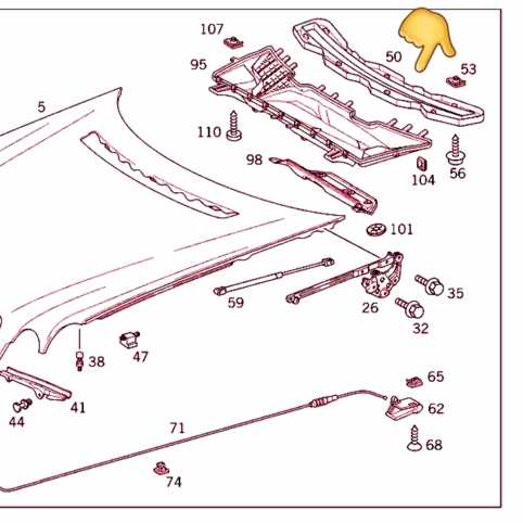 توری زیر شیشه جلو مرسدس بنز W210 اصلی