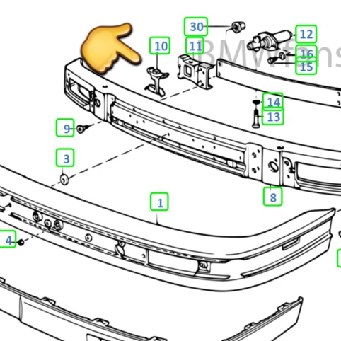 تک براکت پشت سپر بی ام و E30 اصلی
